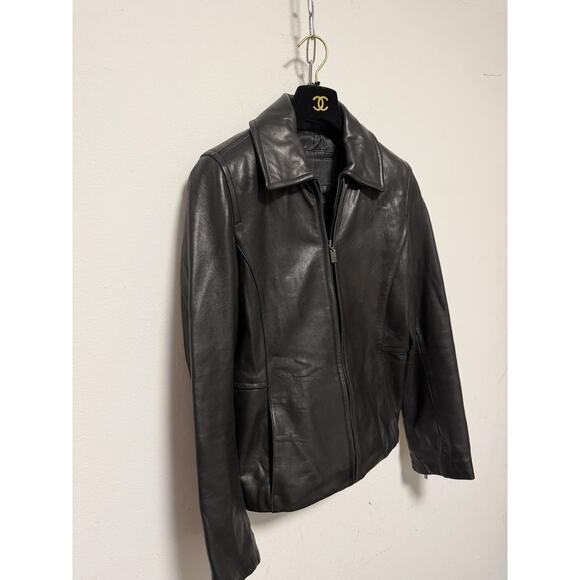 Avanti New York Leather Jacket Womens Small Black Zip Front Genuine Moto Style - Picture 5 of 15